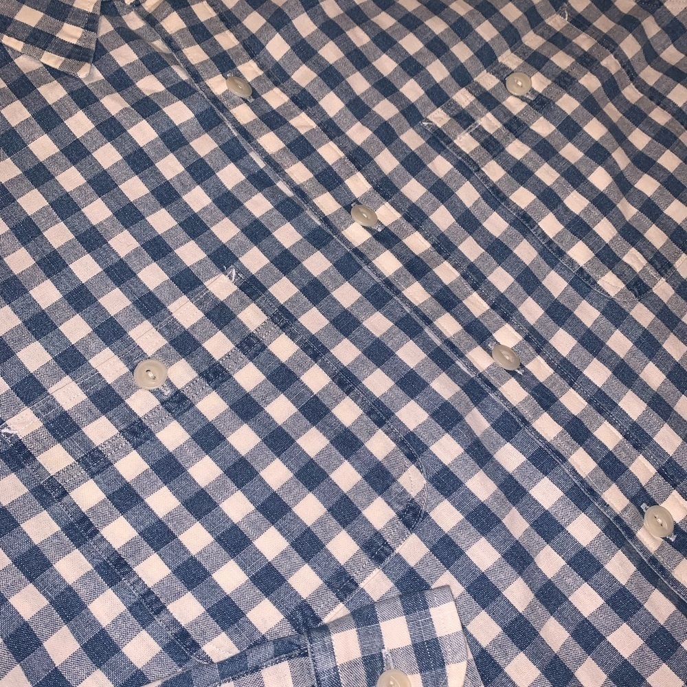 Polo Ralph Lauren Blue White Plaid Check Gingham Chest Pocket Rustic Shirt M - Picture 5 of 8